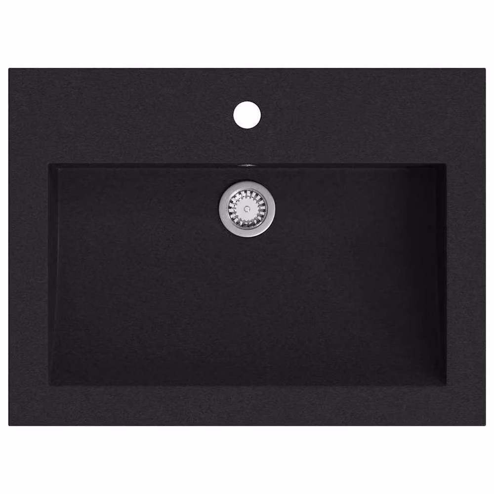 Berkfield Home Granite Composite Rectangular Basin in Black, W: 60 cm, D: 45 cm, H: 12 cm – 3