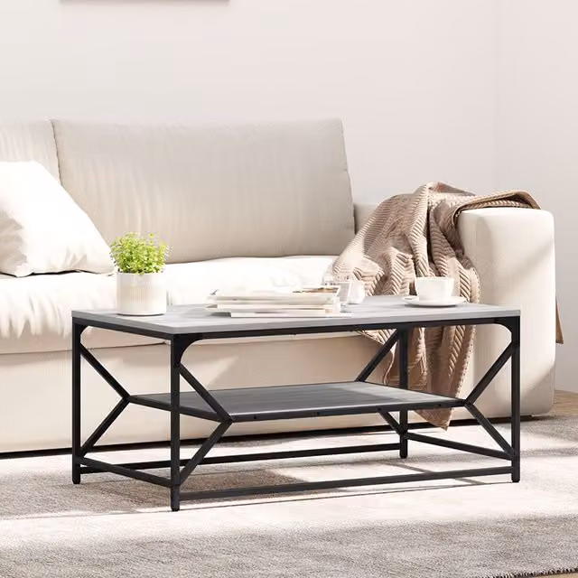Berkfield Home Grey Sonoma Coffee Table with Shelf, W: 90 cm, D: 50 cm, H: 40 cm
