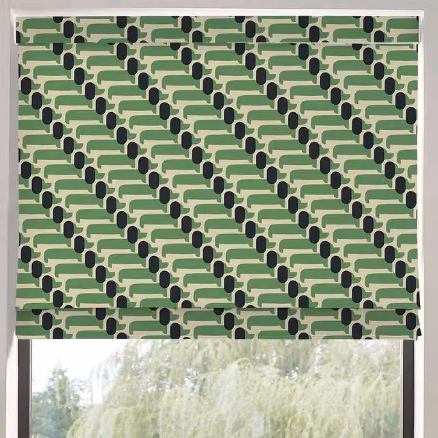 Orla Kiely Dog Show Made to Measure Blackout Roman Blind in Green