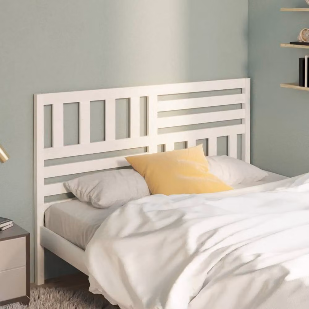 Berkfield Home White Solid Pine Wood Bed Headboard W: 126 cm, D: 4 cm, H: 100 cm – 2