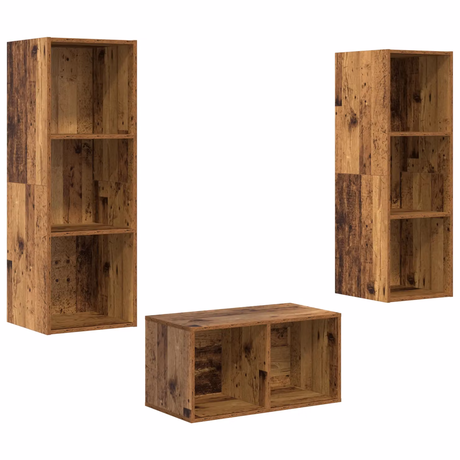 Berkfield Home Modern TV Cabinet Set in Brown and Multicolour, W/D/H: 37 x 37 x 107 cm – 2