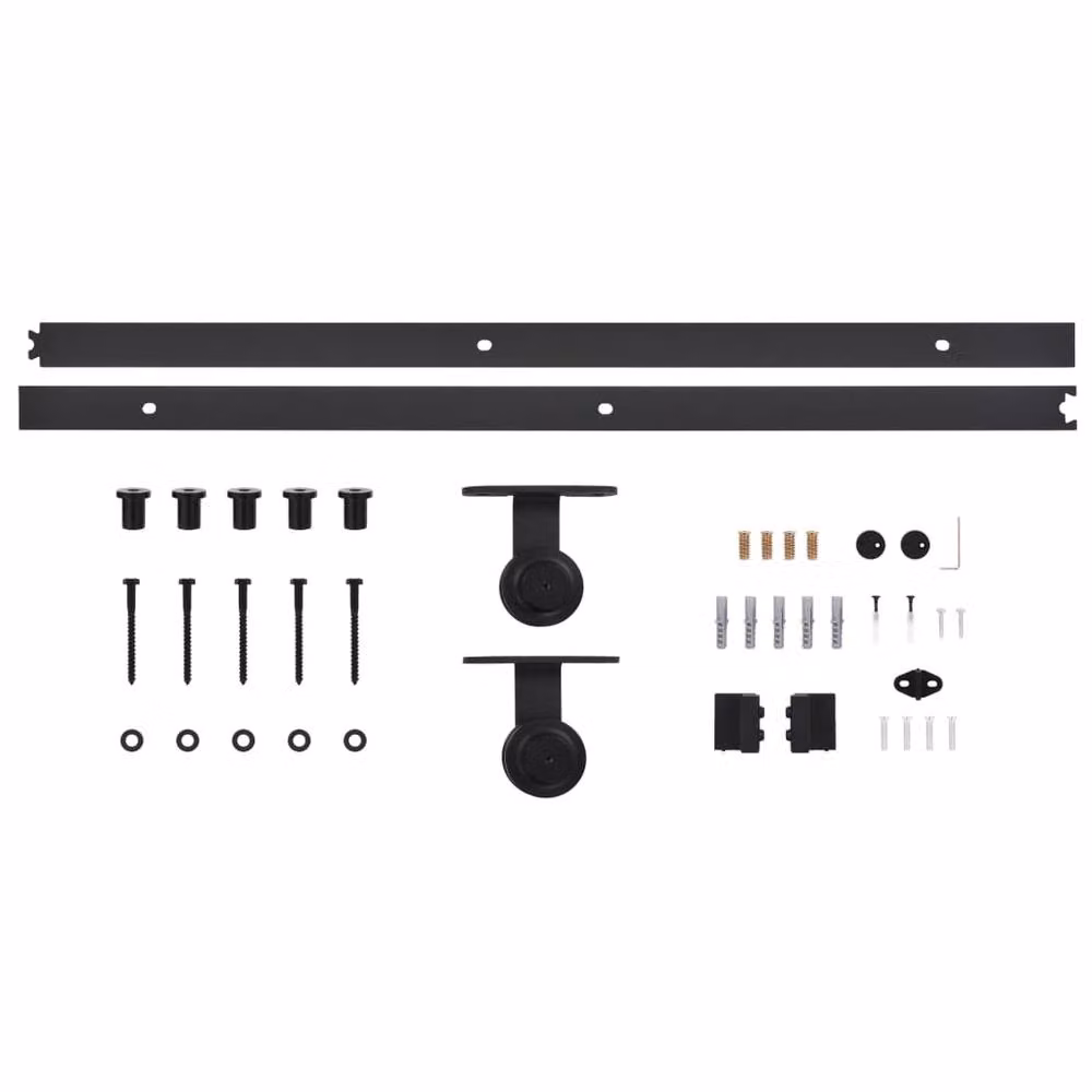 Berkfield Home Sliding Glass and Aluminium Door with Hardware Set, Black, W: 90 cm, H: 205 cm – 3