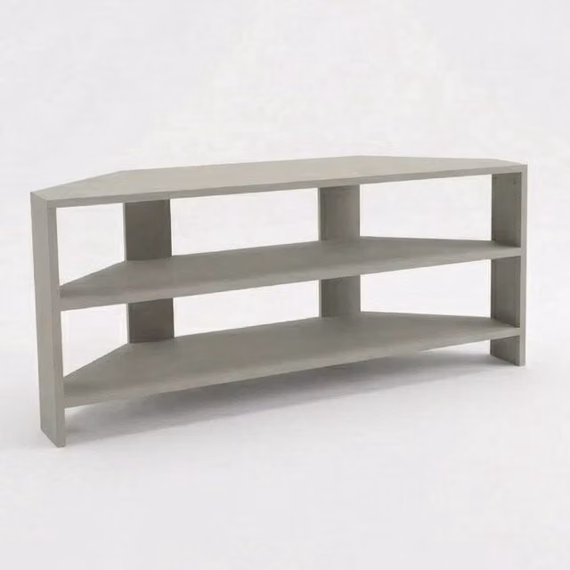 VOGREX Modern Corner TV Unit with Two Tier Shelving in Grey Matt, W/D/H: 110 x 45 x 36 cm – 1