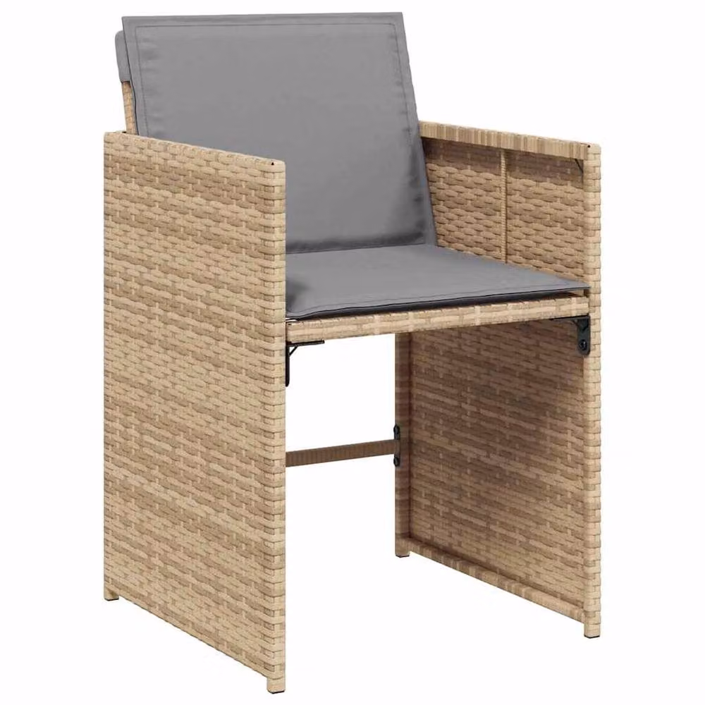 Berkfield Home 9 Piece Garden Dining Set in Beige PE Rattan with Glass Top – 3