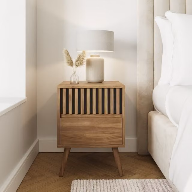 GFW Rowan 2 Drawer Bedside Table in Brown Wood