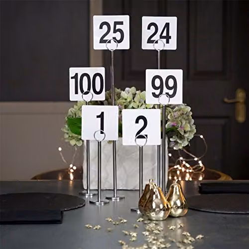 Argon Tableware Silver Stainless Steel Table Number Holders, Pack of 12, Height: 46 cm – 3