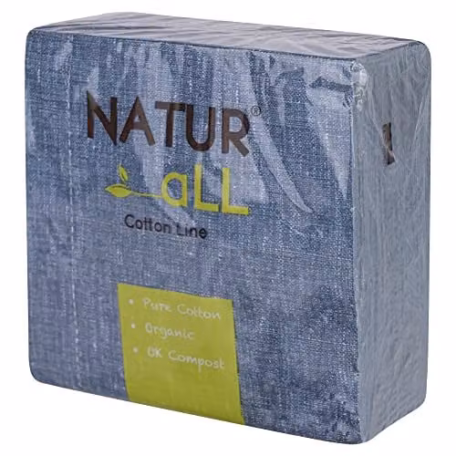 Iron Mountain NaturAll Biodegradable and Compostable Sustainable Cotton Napkins, Blue, Pack of 50