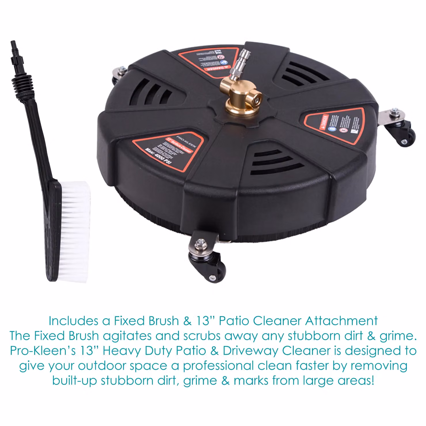 ProKleen Pressure Washer with Fixed Brush and Patio Cleaner Attachment in Black – 4