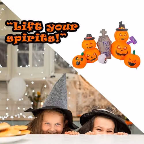 VFM e-Store Halloween Inflatable Pumpkin Graveyard Decoration, Multicolour, H: 244 cm – 6
