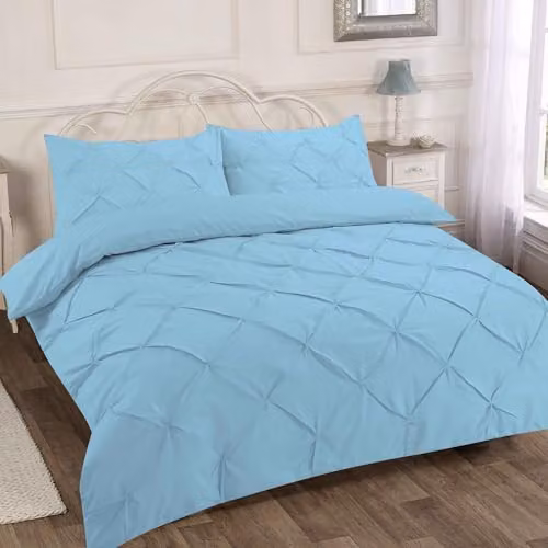 Home Sweet Home UK Pintuck Polycotton Duvet Cover and Pillowcase Set in Blue, Single Size (W/H: 135 x 200 cm) – 3