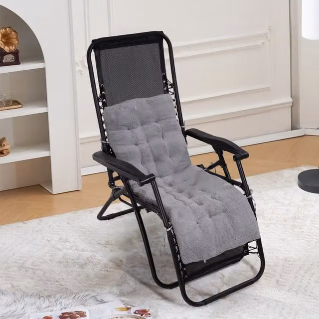 Livingandhome Reversible Sherpa Fleece Chair Cushion Pad, Grey, Width: 110 cm