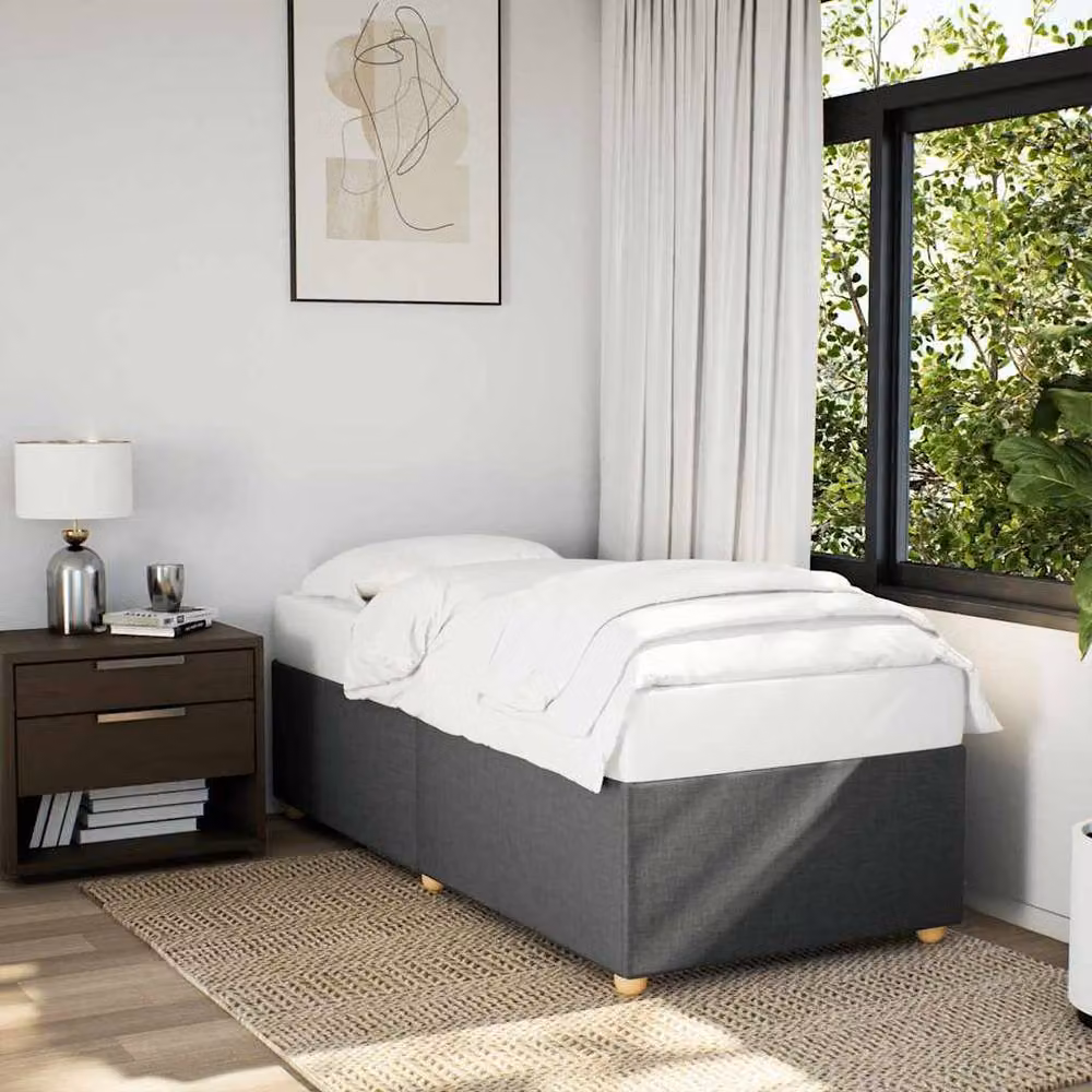 Berkfield Home Upholstered Fabric Bed Frame in Dark Grey, Single, W: 90 cm, D: 200 cm – 2