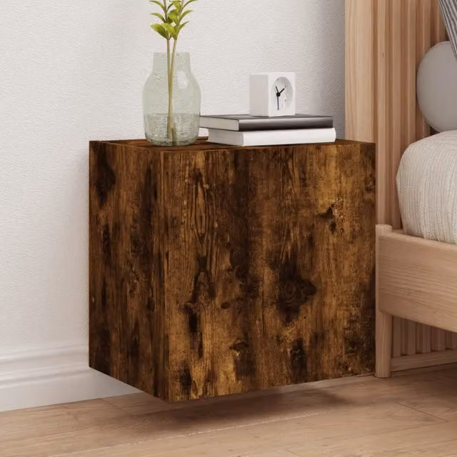 Berkfield Home Wall Mounted TV Cabinet in Smoked Oak Brown, W: 40.5 cm, D: 30 cm, H: 40 cm