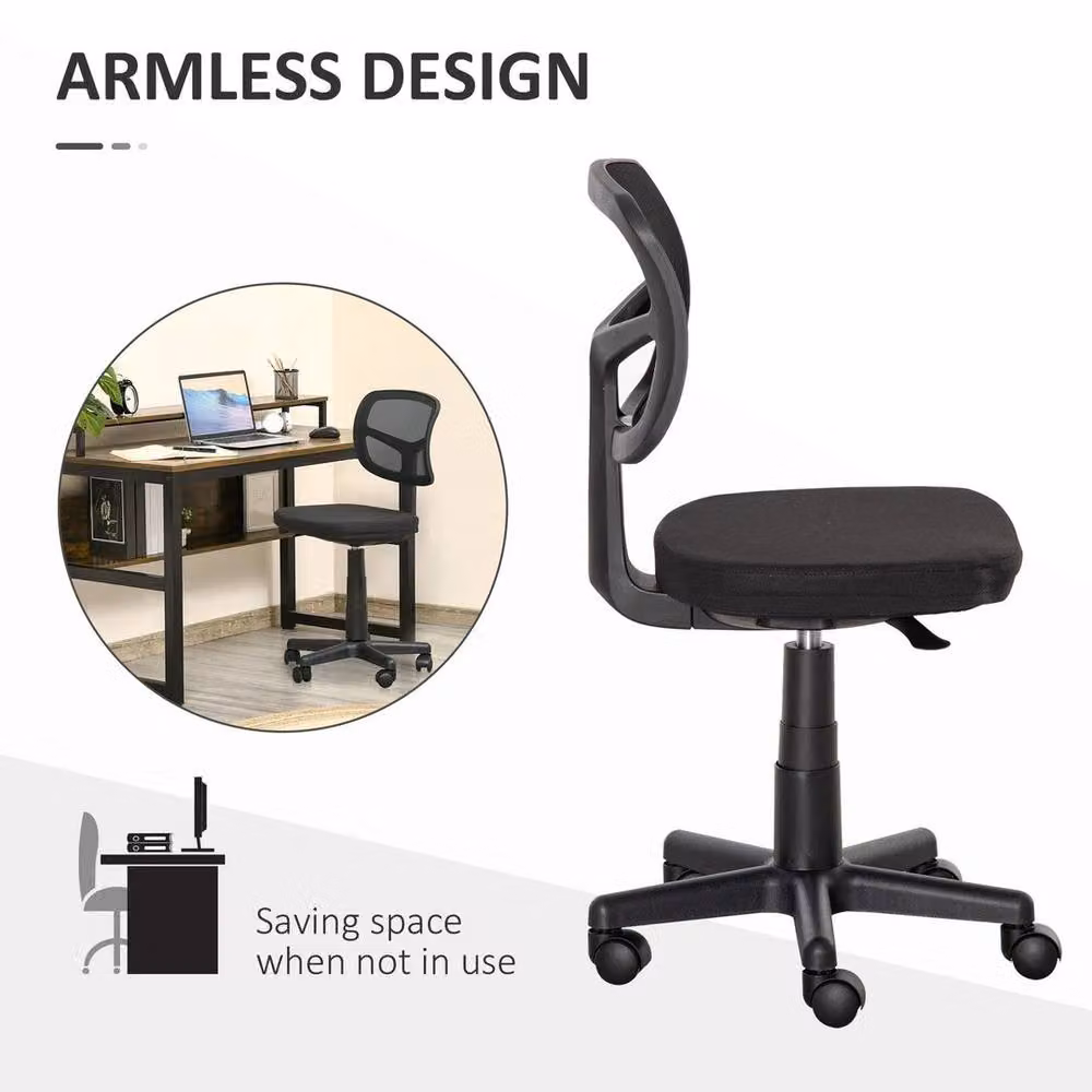 PAWNORA Ergonomic Small Swivel Office Chair in Black Fabric – 5