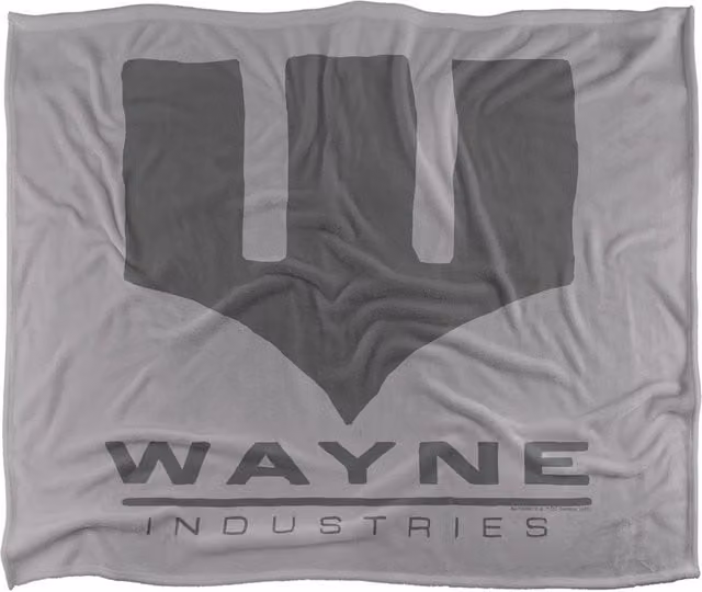 DC Comics Batman The Wayne Blanket in White and Grey, W: 152 cm, D: 127 cm