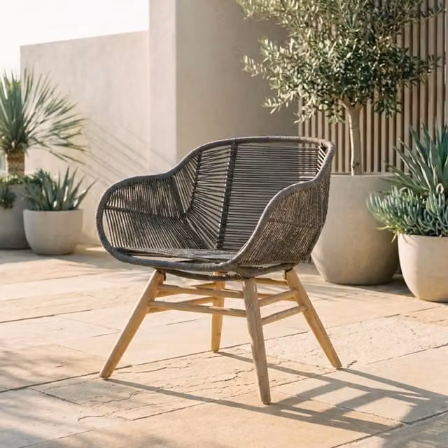 Fifty Five South Modern Tub Armchair with Metal Frame in Grey and Gold