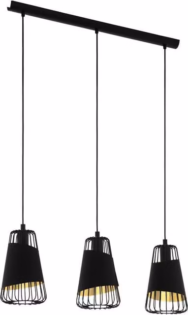 Loops Modern Metal Hanging Ceiling Pendant Light in Black and Gold/Brass for Kitchen Islands