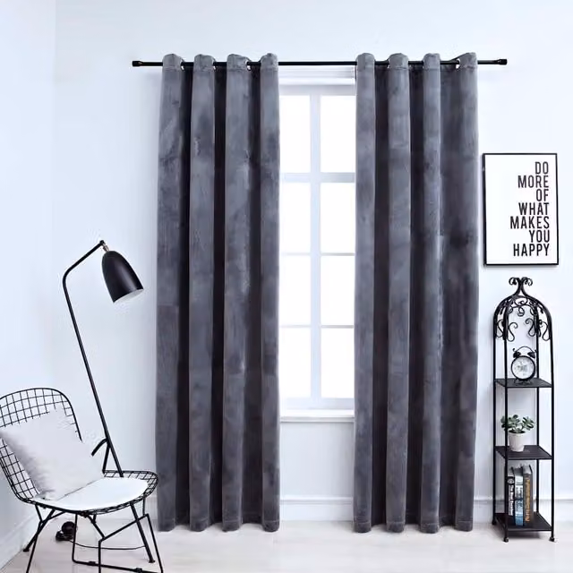 Berkfield Home Blackout Velvet Curtains with Eyelets, Anthracite, 2 Pack, W: 140 cm, H: 245 cm – 1