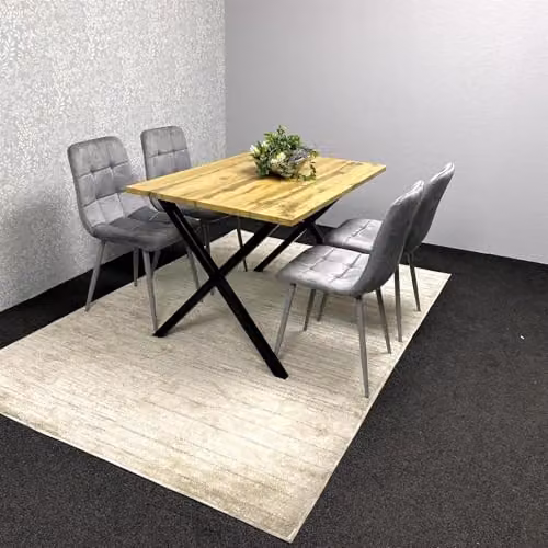 Kosy Koala Modern Rectangular Dining Table Set with 4 Grey Chairs – 3