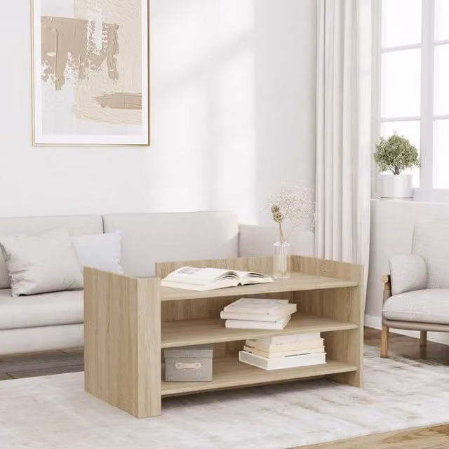Berkfield Home Sonoma Oak Coffee Table in Brown, W/D/H: 100 x 50 x 50 cm