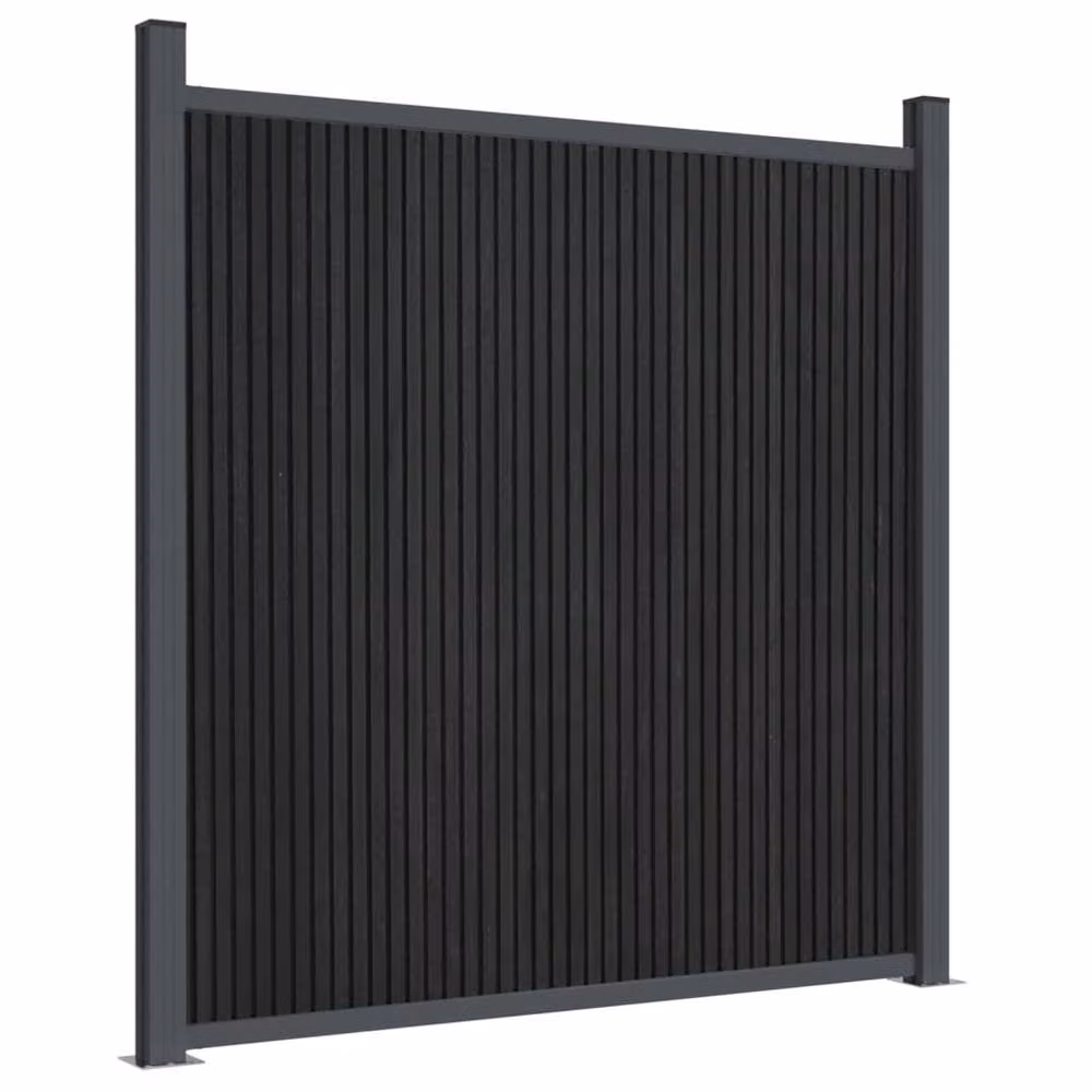 Berkfield Home Durable WPC and Aluminium Fence Panel, Grey, W: 699 cm, H: 186 cm – 3