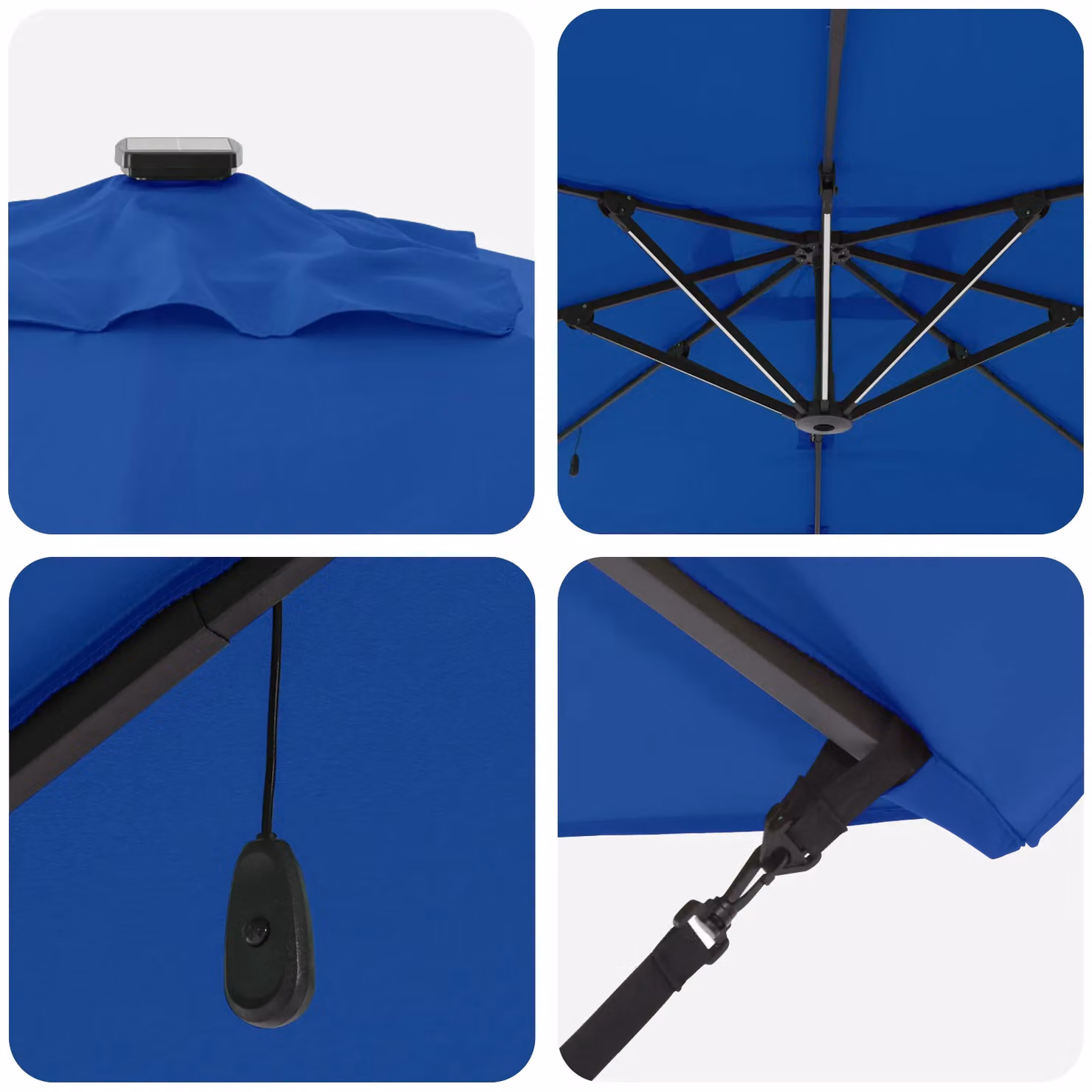 Berkfield Home Roma Cantilever Parasol with LEDs in Azure Blue, Aluminium and Polyester, W/D/H: 286 x 285 x 270 cm – 3