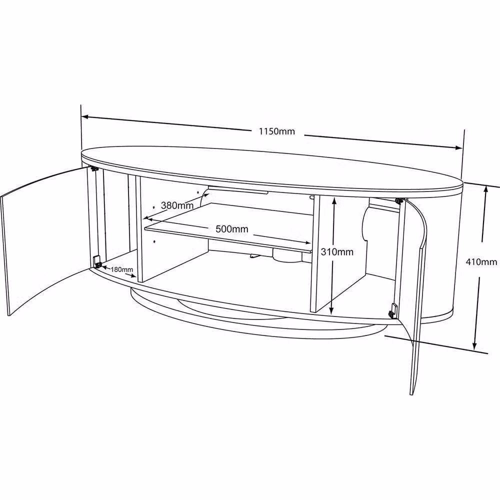 MDA Designs Luna Black Remote Friendly Modern Metal TV Stand for up to 50 inch Screens – 3