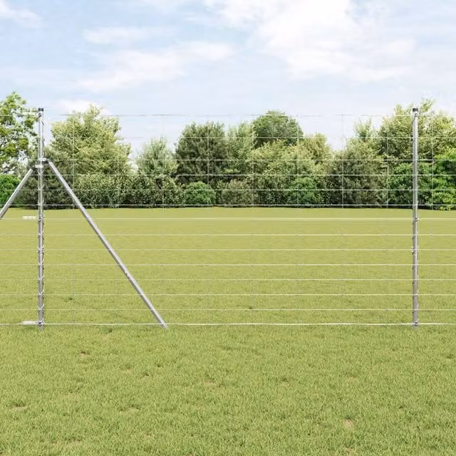 Berkfield Home Field Fence Galvanised Steel in Silver, H 140 cm x L 50 m – 1