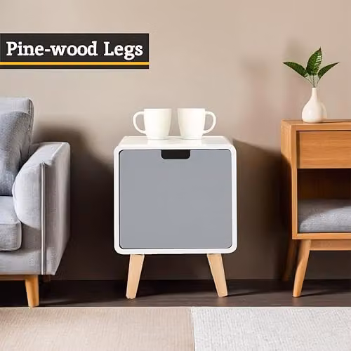 Orsina Versatile 1 Door Bedroom Cabinet with Pine Wood Legs in White, Grey or Gold – 4