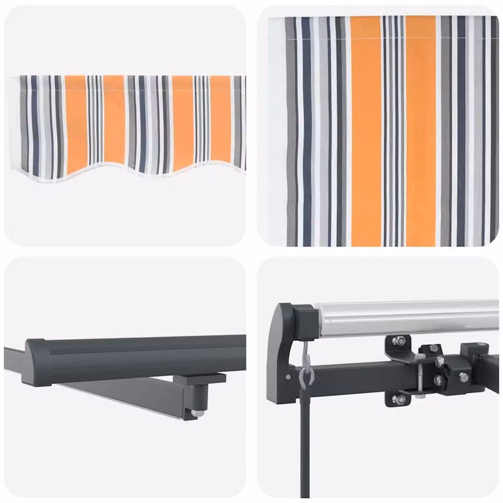 Berkfield Home Manual Retractable Folding Arm Awning with Multicolour LED Stripe, W: 350 cm, D: 250 cm – 5