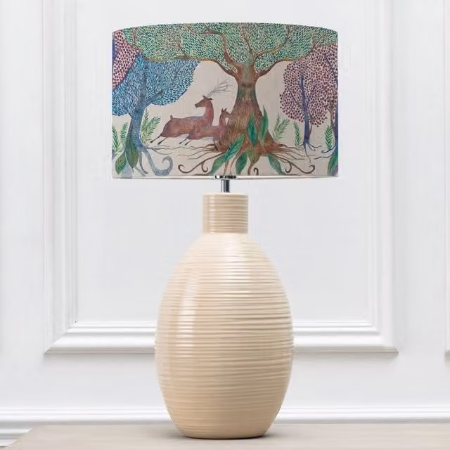 Voyage Maison Epona Ceramic Table Lamp with Willow Woods Eva Fabric Lampshade in Beige and Multicolour – 1