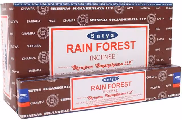 Satya Rainforest Incense Sticks, 12 Pack, Red and Brown