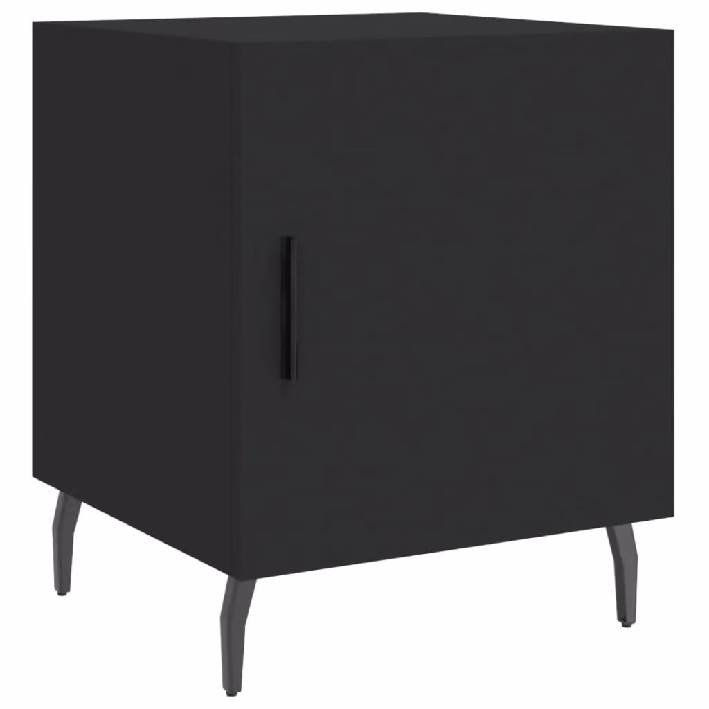 Berkfield Home Set of 2 Black Modern Bedside Cabinets in Engineered Wood, W/D/H: 40 x 40 x 50 cm – 3