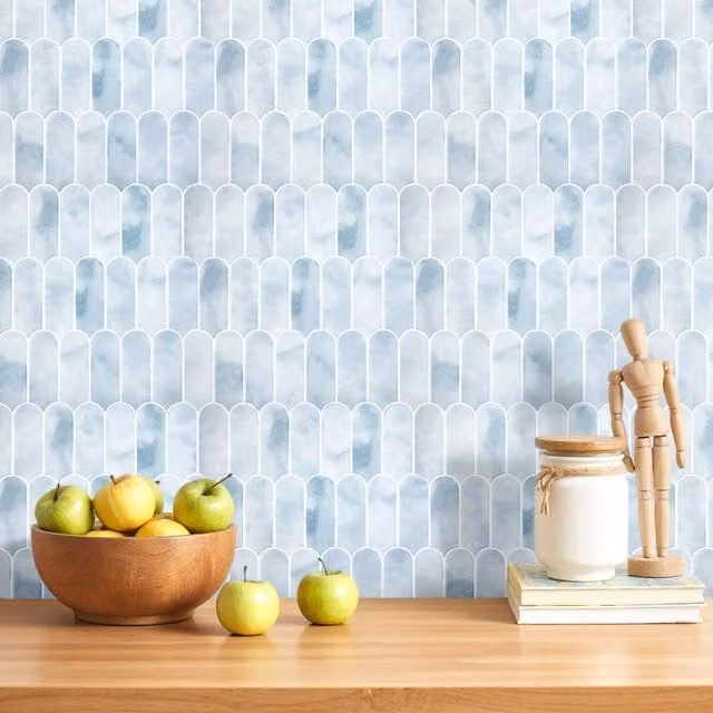Lifeideas 10-Piece Self-Adhesive Geometric Arch Wall Tile Stickers in Light Blue