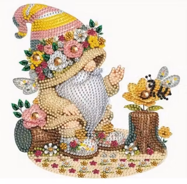 Syntego Gnome and Bee Diamond Art Tabletop Kit, Multicolour