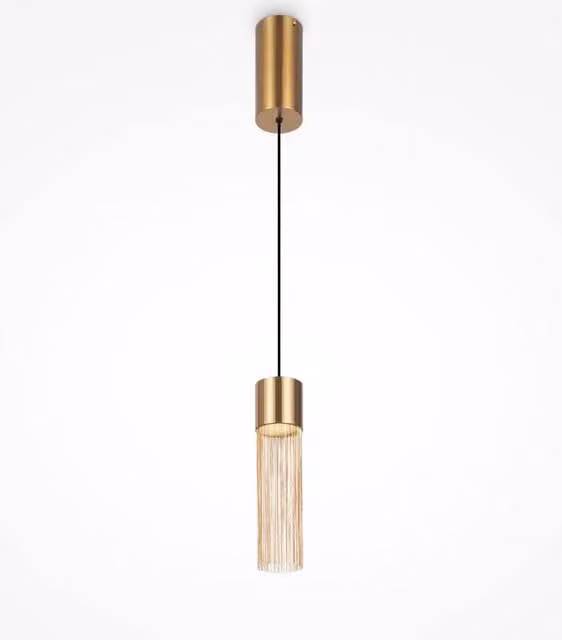 Netlighting Imaginary Modern Slim Pendant Ceiling Light in Gold/Brass with Adjustable Height, LED, 3000K Warm White and 100lm