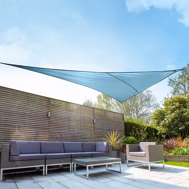 Kookaburra Waterproof Right Angle Triangle Sun Shade Sail, Azure Blue, UPF 50, W 6 m x D 4.2 m