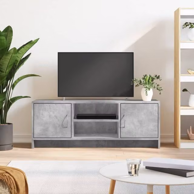 Berkfield Home Modern TV Cabinet in Concrete Grey, W/D/H: 102 x 30 x 37.5 cm