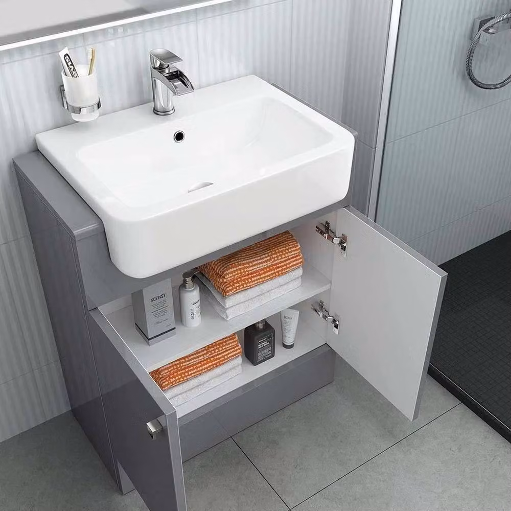 SPETLEK Modern Glossy Ceramic Free Standing Basin Sink in Grey – 2