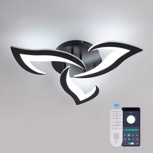 Goeco LED Dimmable Flower Ceiling Light in Black, 35W