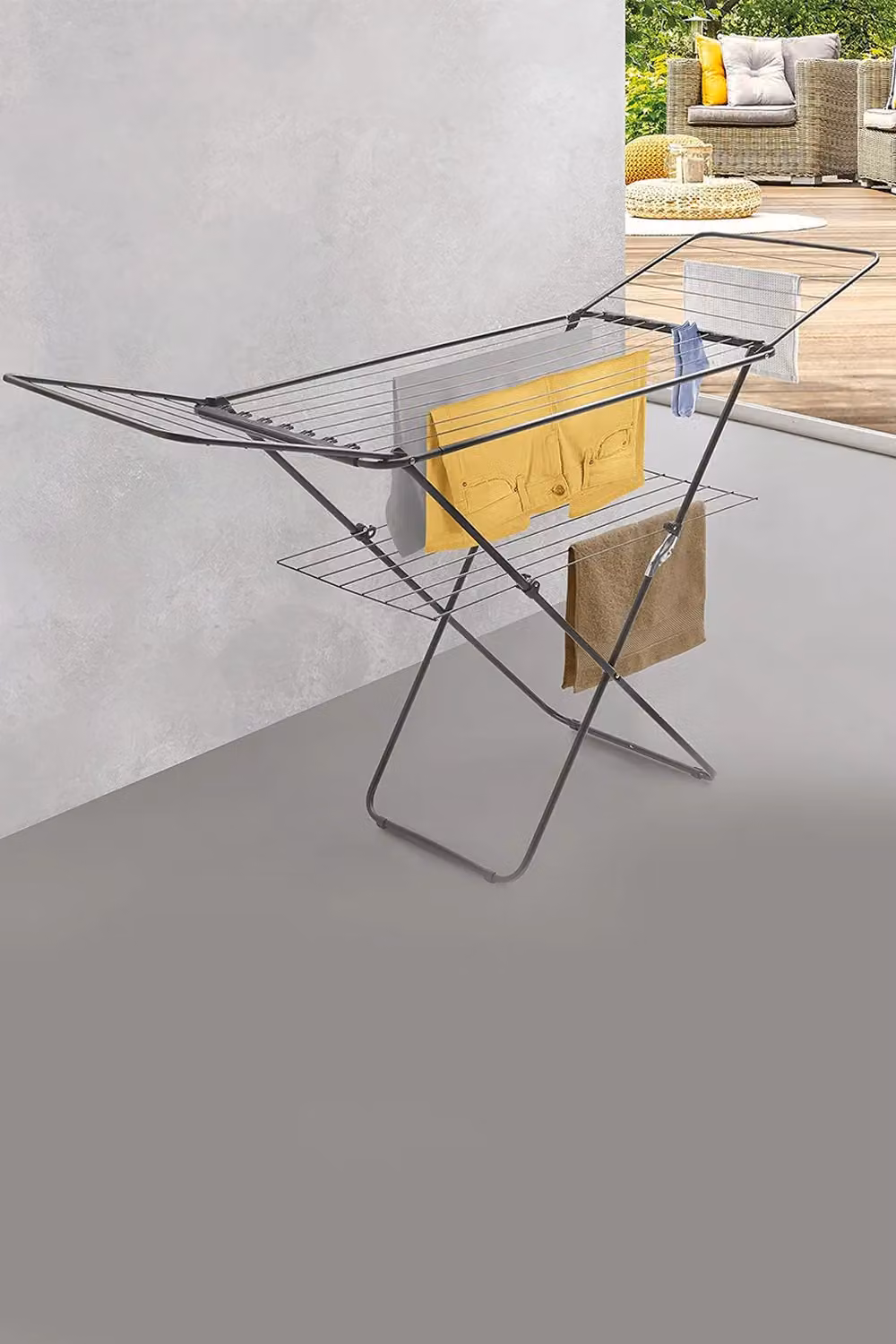 Metaltex Panarea Heavy-Duty Wing Laundry Dryer in Black, Foldable Clothes Airer with 26m Drying Space, H 180 x W 55 x D 100 cm – 2