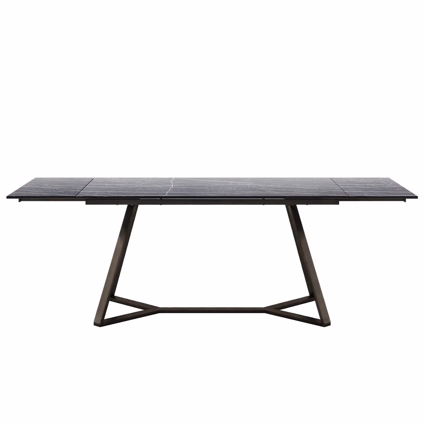 Dome Deco VENETO Extendable Rectangular Dining Table with Black Ceramic Stone Top