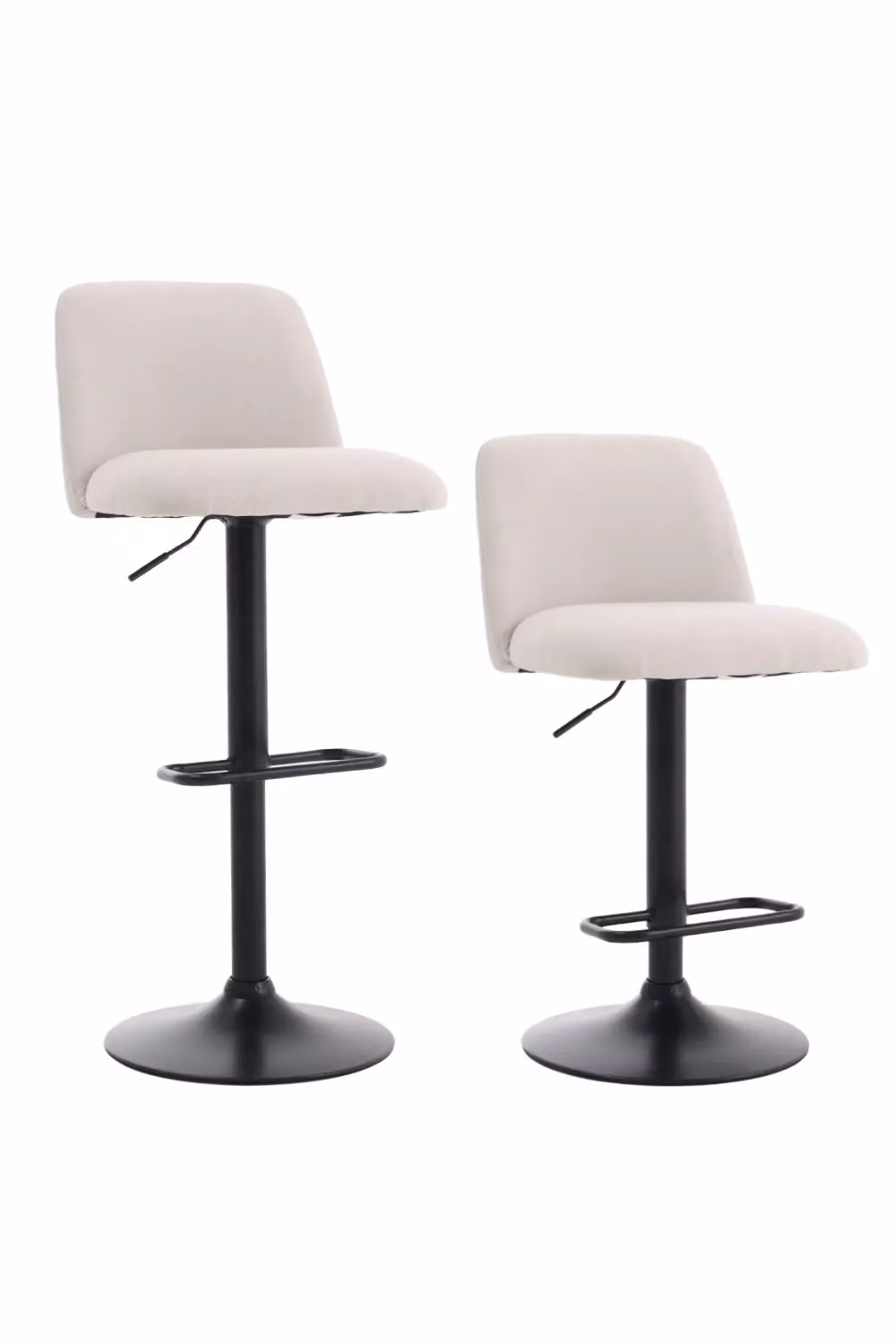 Living and Home Set of 2 Swivel Counter Bar Stools with Mid Backrest in Beige Fabric and Metal – 2