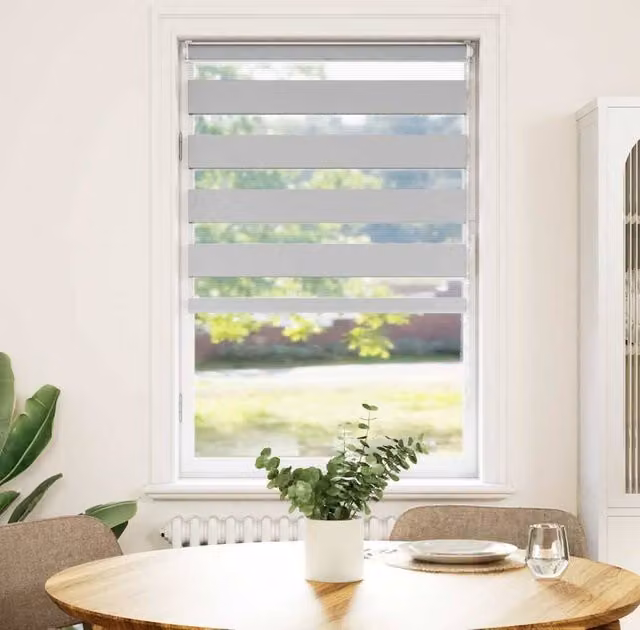 Berkfield Home Zebra Blind in Light Grey, Polyester, W: 90 cm, H: 150 cm