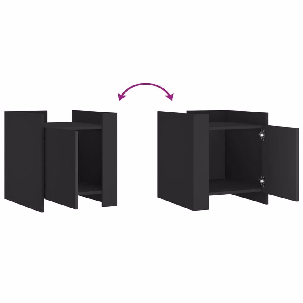Berkfield Home Decorative Bedside Cabinet in Black, W/D/H: 45 x 50 x 50 cm – 4