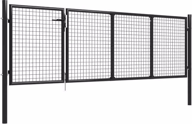 Berkfield Home Steel Garden Gate in Anthracite Black, W: 350 cm, H: 100 cm – 1