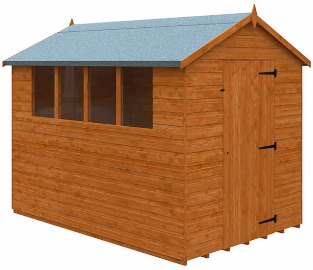 Buttercup Farm Super Apex 12mm Wooden Garden Shed in Orange and Grey, W: 274 cm, D: 183 cm – 1