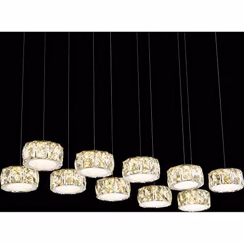 Globo Lighting Amur Suspended LED Pendant Light, Chrome and Silver with Crystal, 96 W – 4