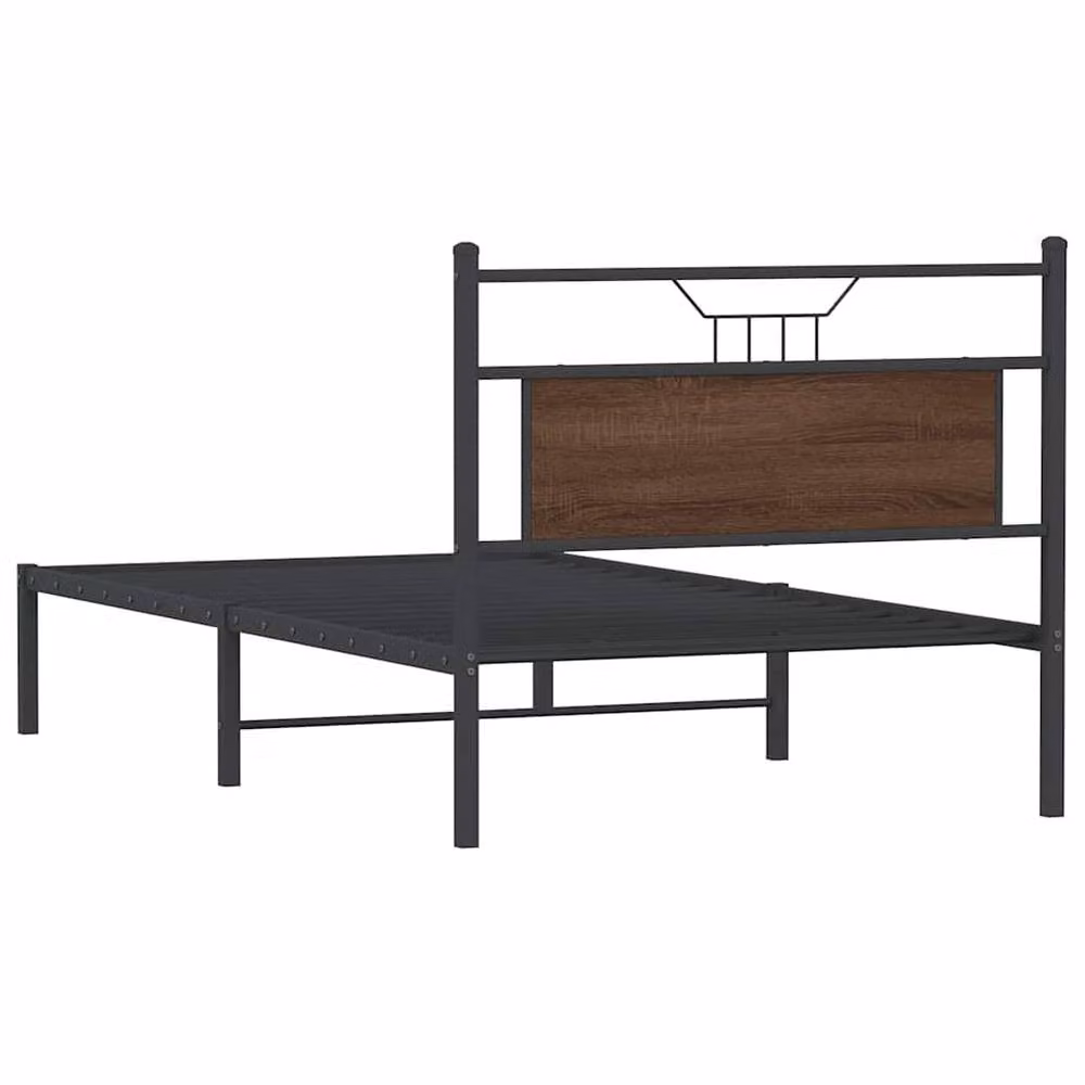 Berkfield Home Decorative Bed Frame in Brown Oak with Drawers, W/D/H: 107 x 203 x 91.5 cm – 4