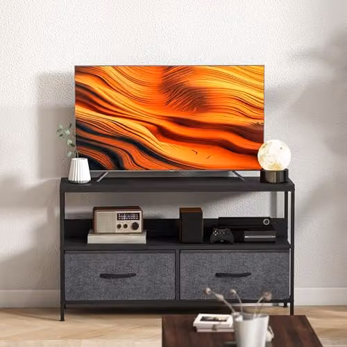 HOMCOM Industrial Black Metal TV Cabinet for Living Room or Bedroom – 7